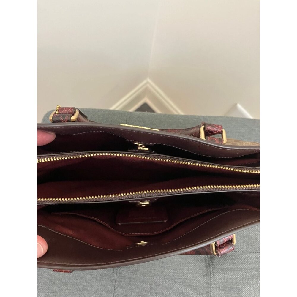 Coach Brown Tan Multisection Handbag - Picture 3 of 4